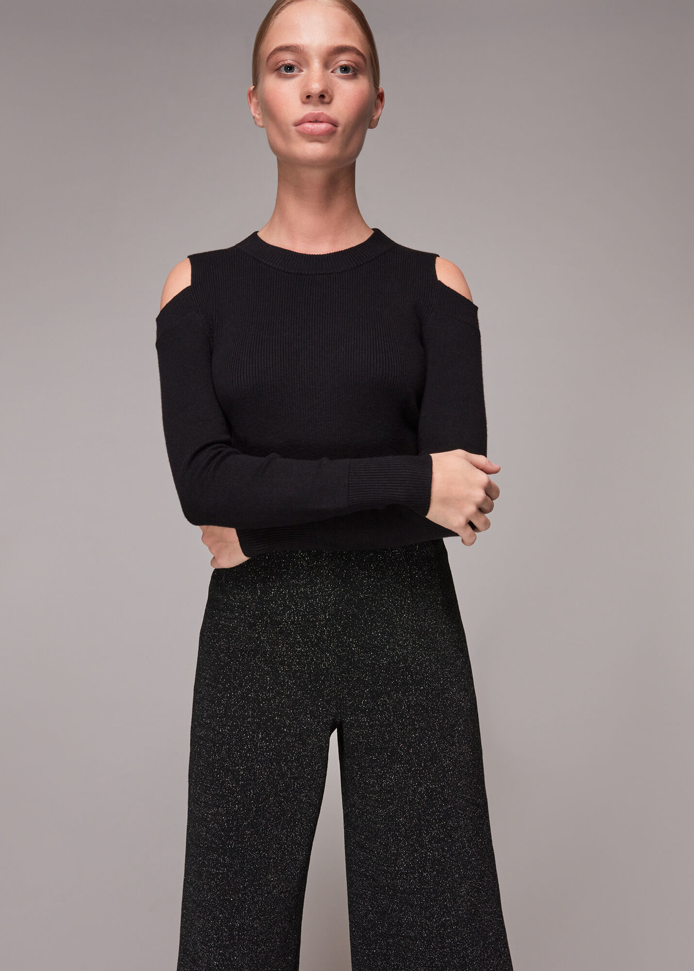 Black Ava Sparkle Ponte Trouser 