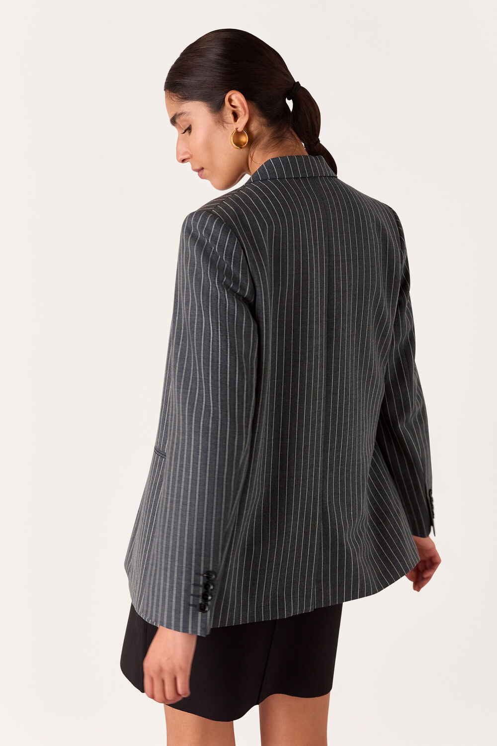 Isla Pinstripe Wool Blazer