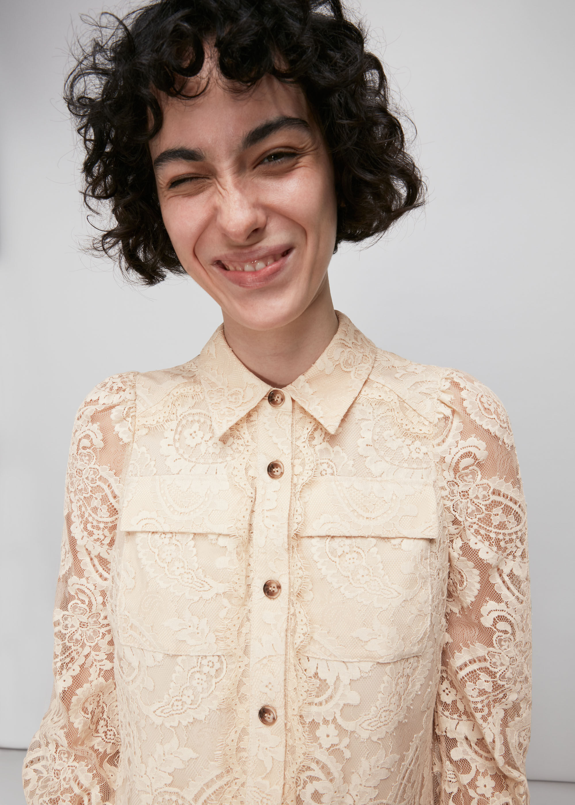 Neutral Lace Shirt Dress | WHISTLES | Whistles US |