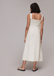 Shirred Gingham Midi Dress