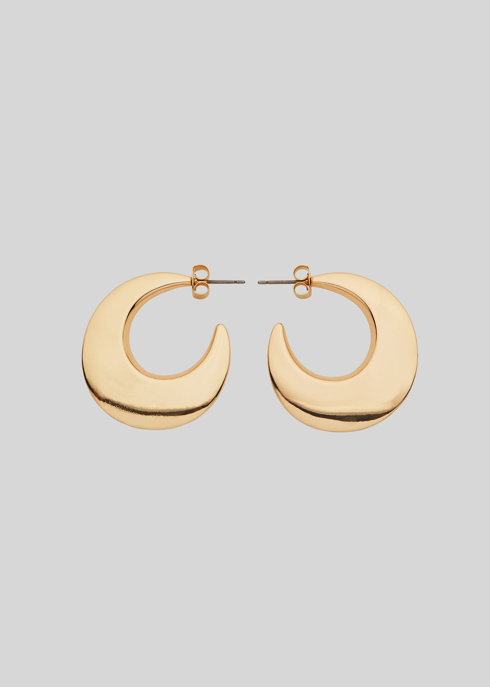 Gold crescent hoop earrings discount