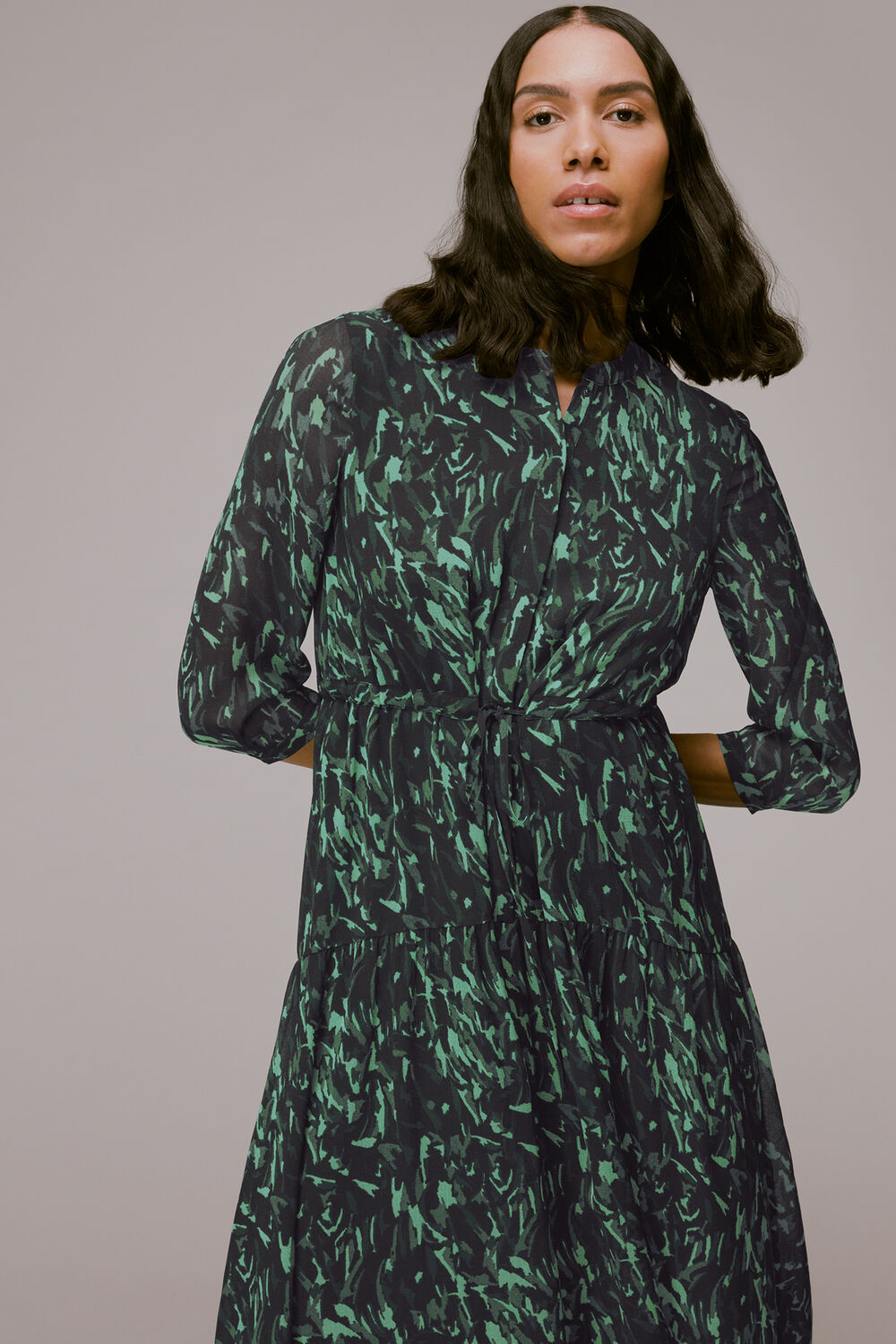 Green Abstract Brushstroke Dress