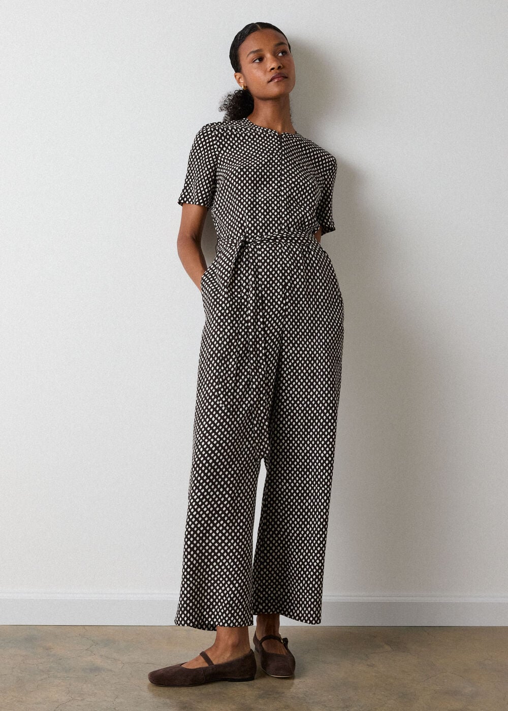 Check Short Sleeve Jumpsuit
