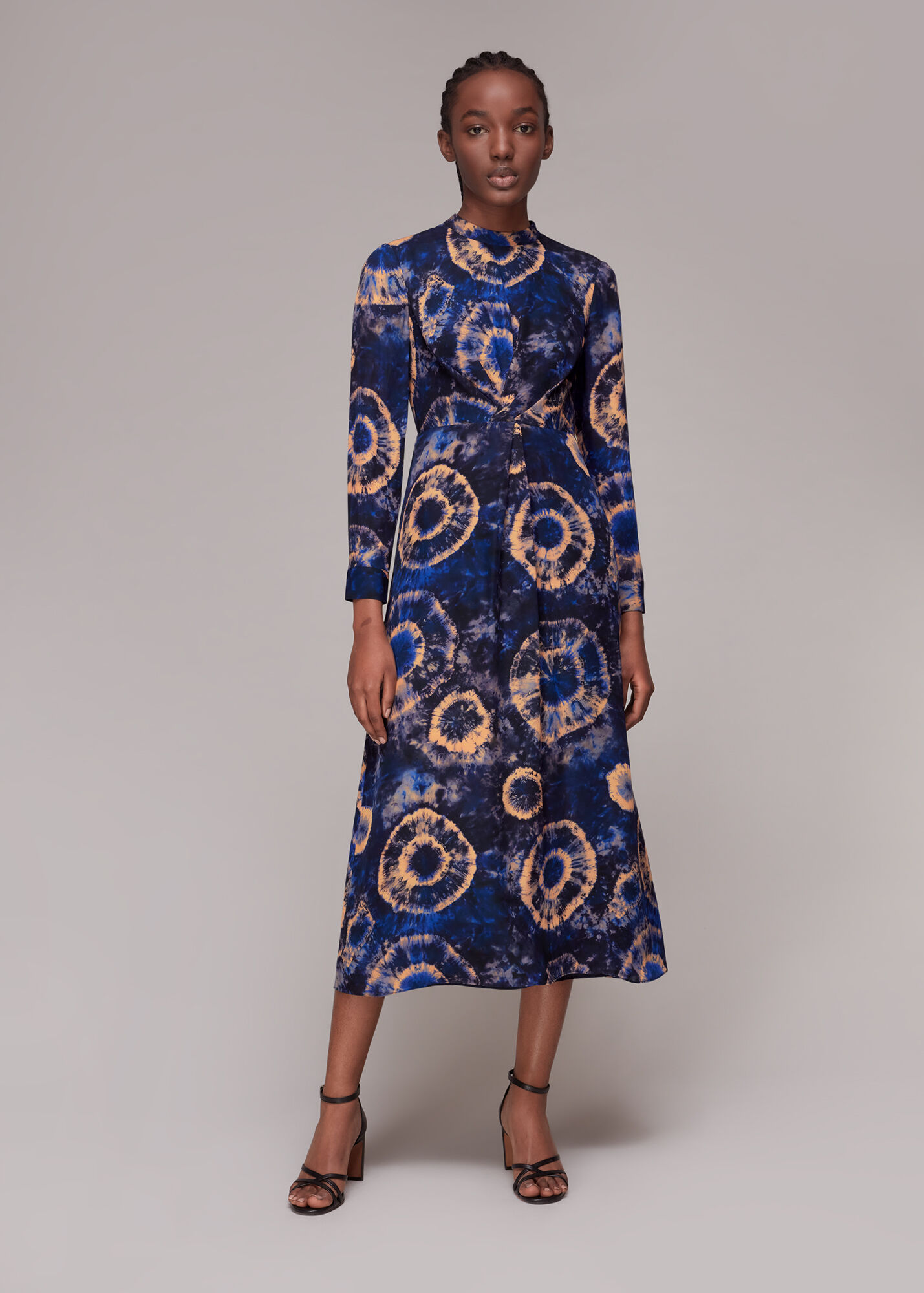 Multicolour Elena Tie Dye Silk Midi Dress | WHISTLES