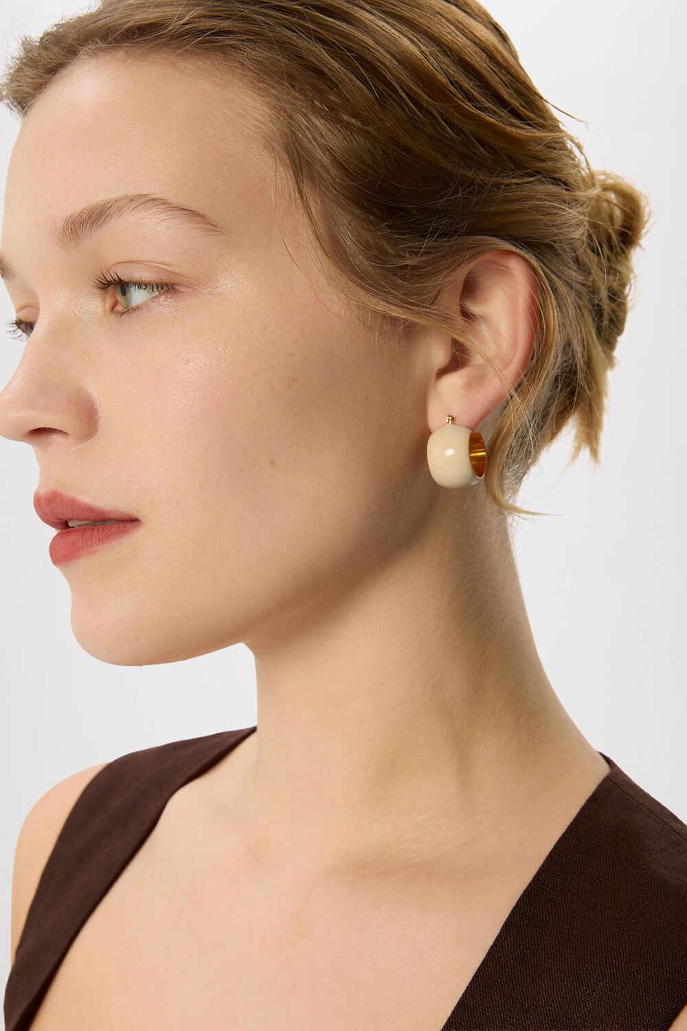 Neutral Enamel Wide Hoop