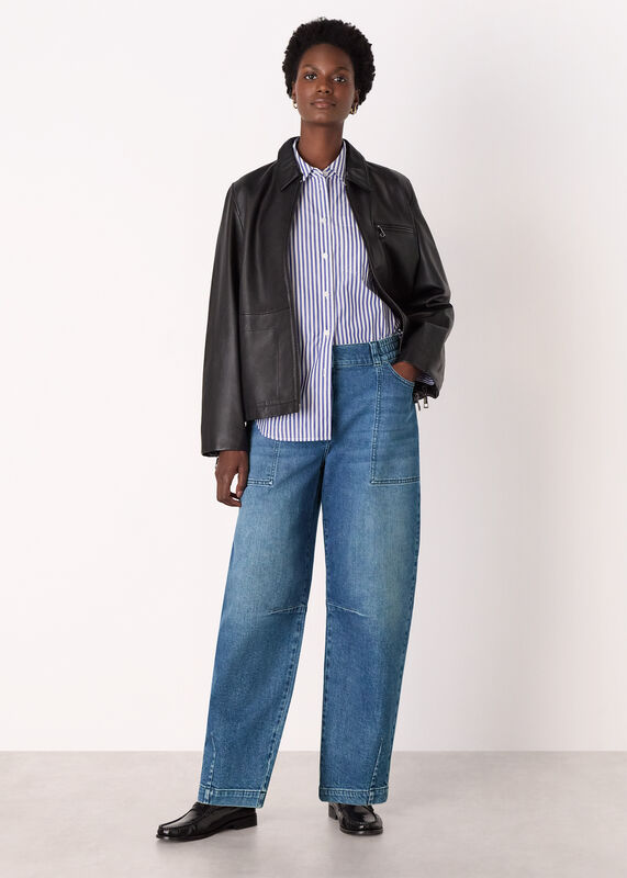 Denim Elasticated Waist Barrel Jean