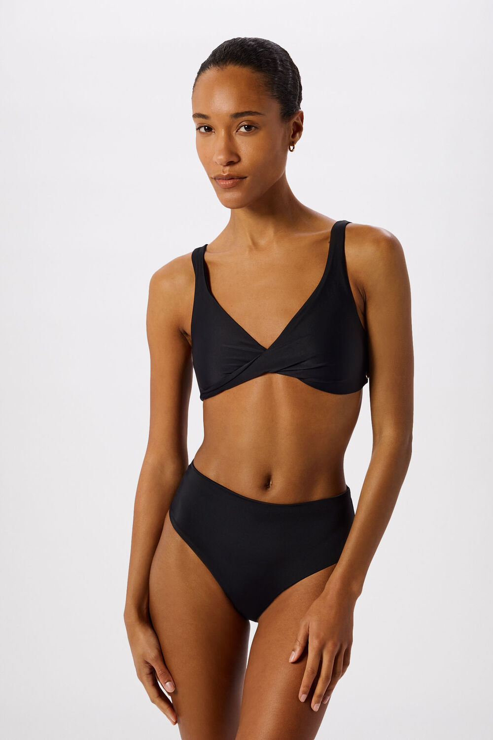 Black Twist Front Bikini Top