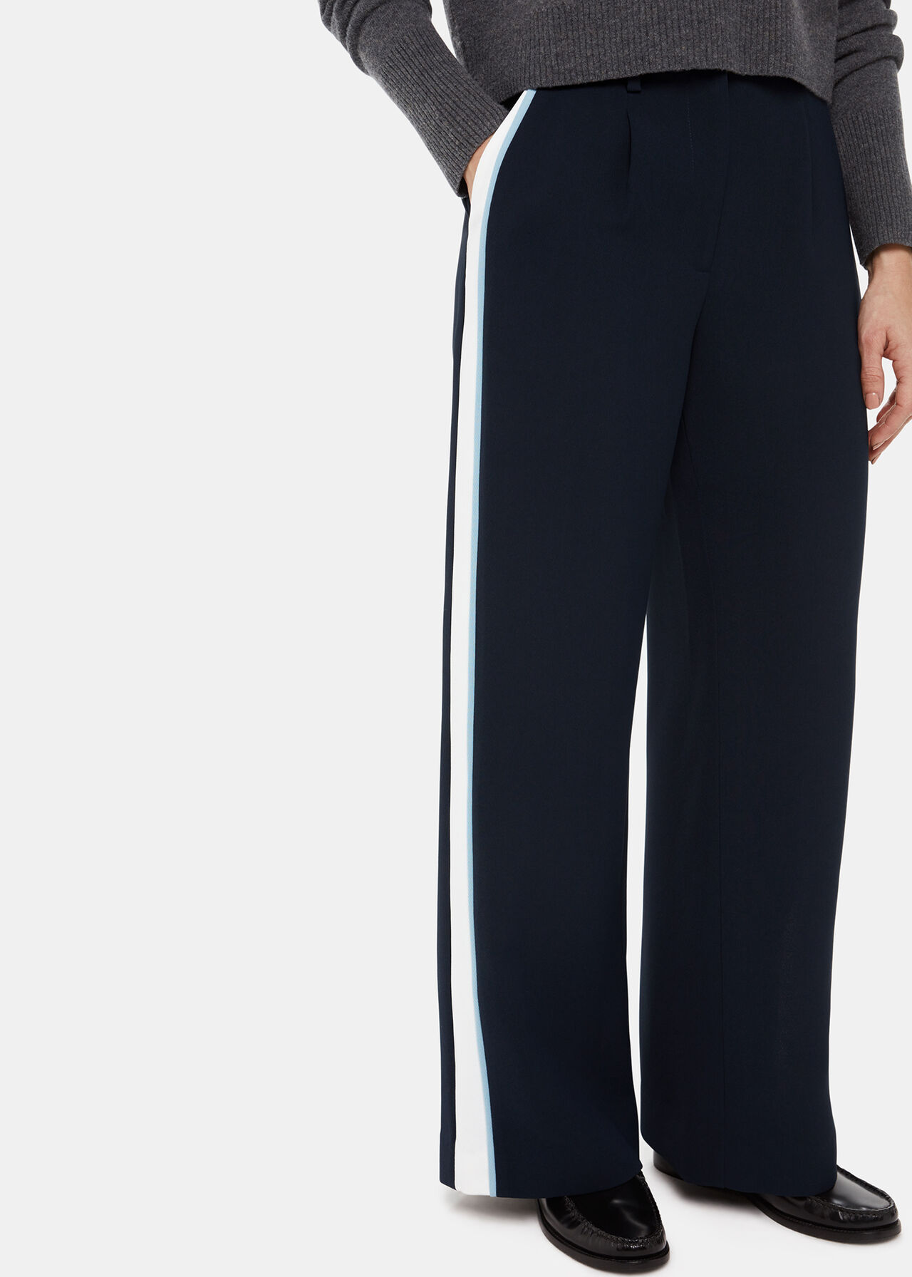 Petite Crepe Side Stripe Trouser