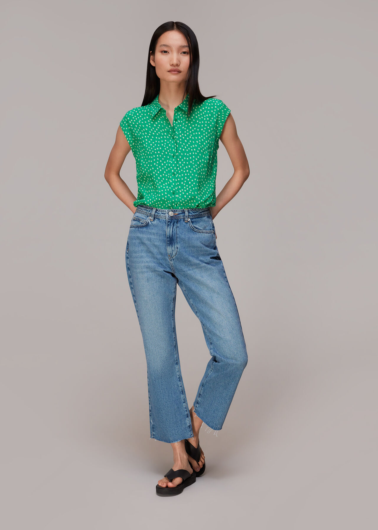 Spot Print Sleeveless Shirt