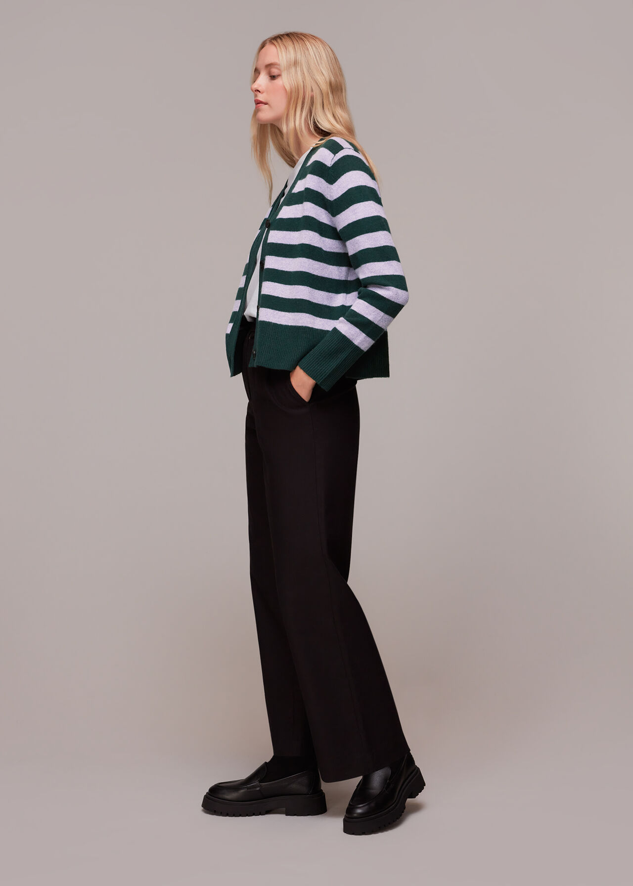 Stripe Wool Cardigan