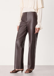 Flat Front Leather Trousers