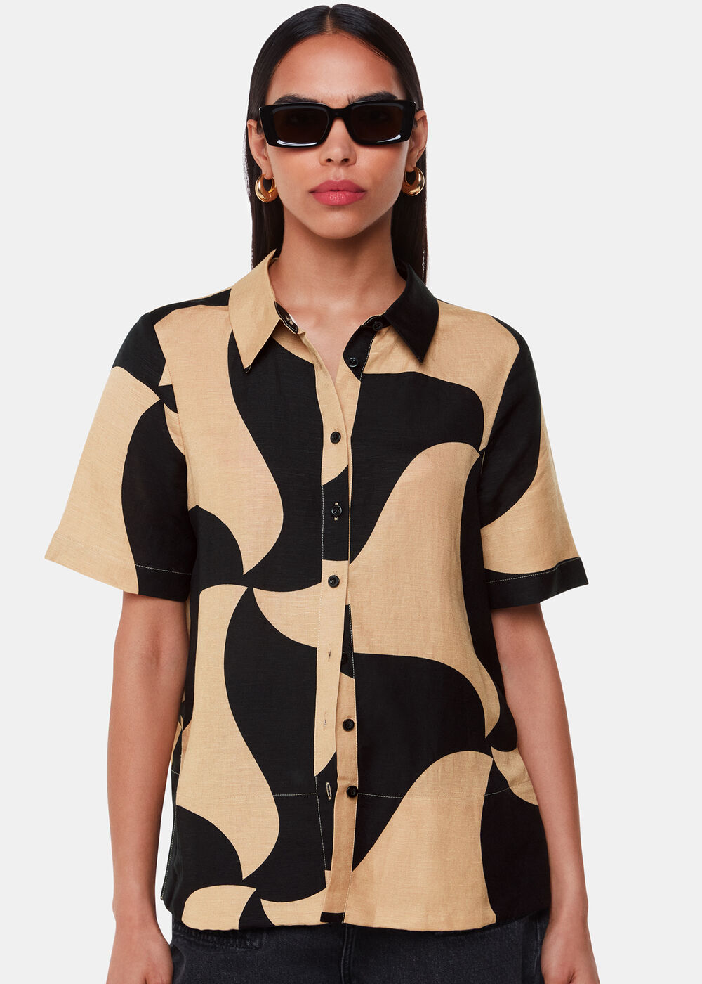 Swirl Linen Blend Shirt