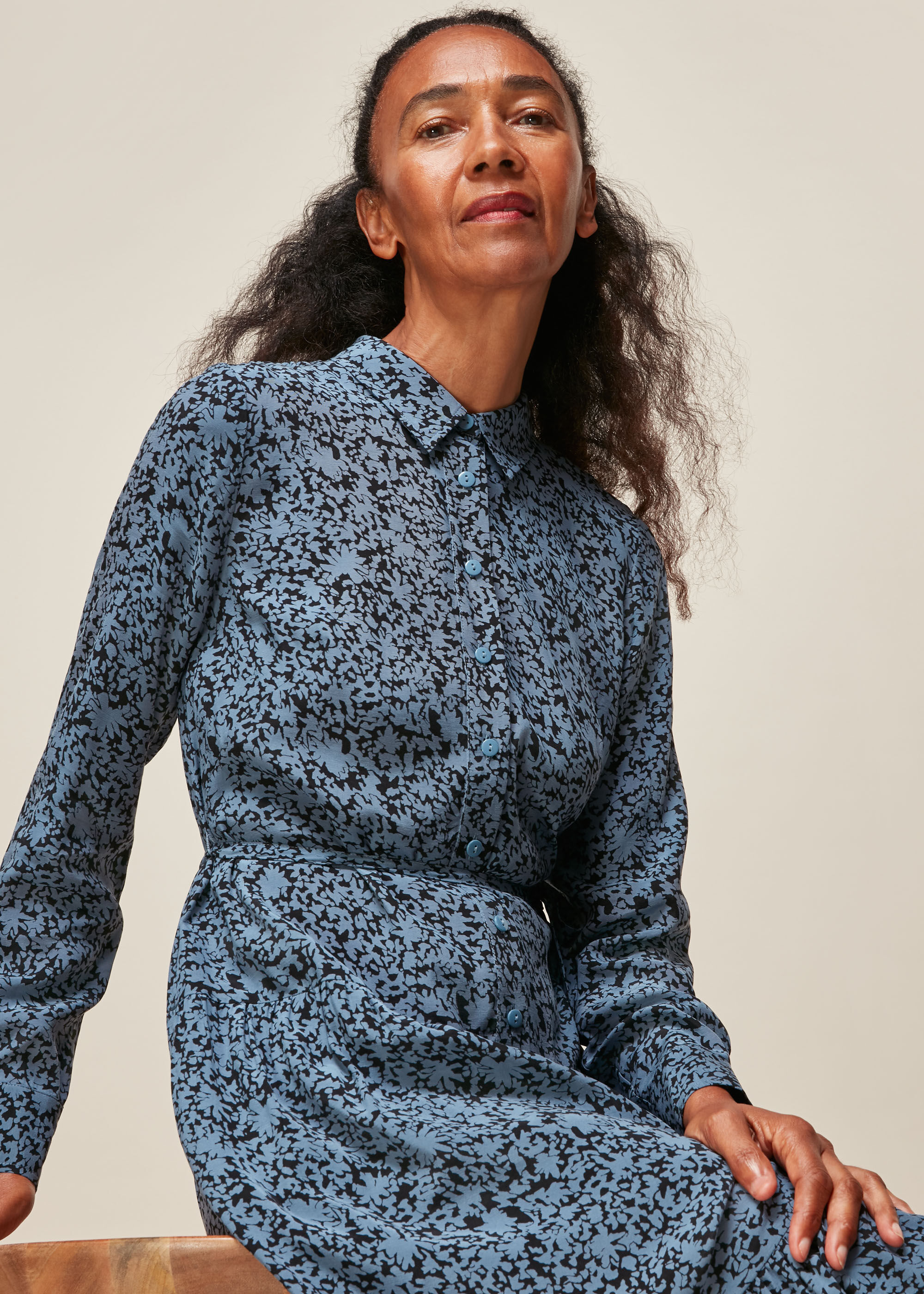 Whistles deco floral print shirt dress outlet