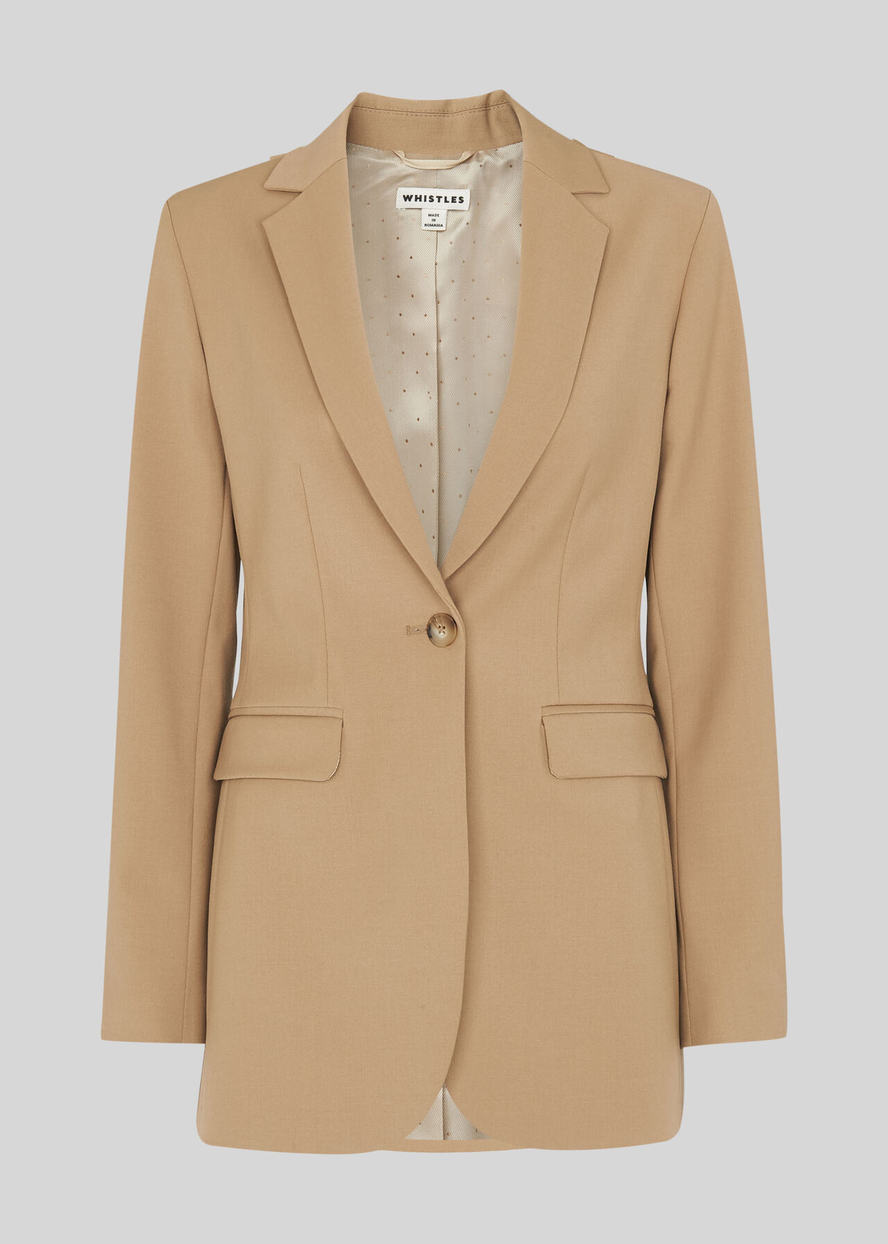 Camel Sonia Single Breasted Jacket | WHISTLES