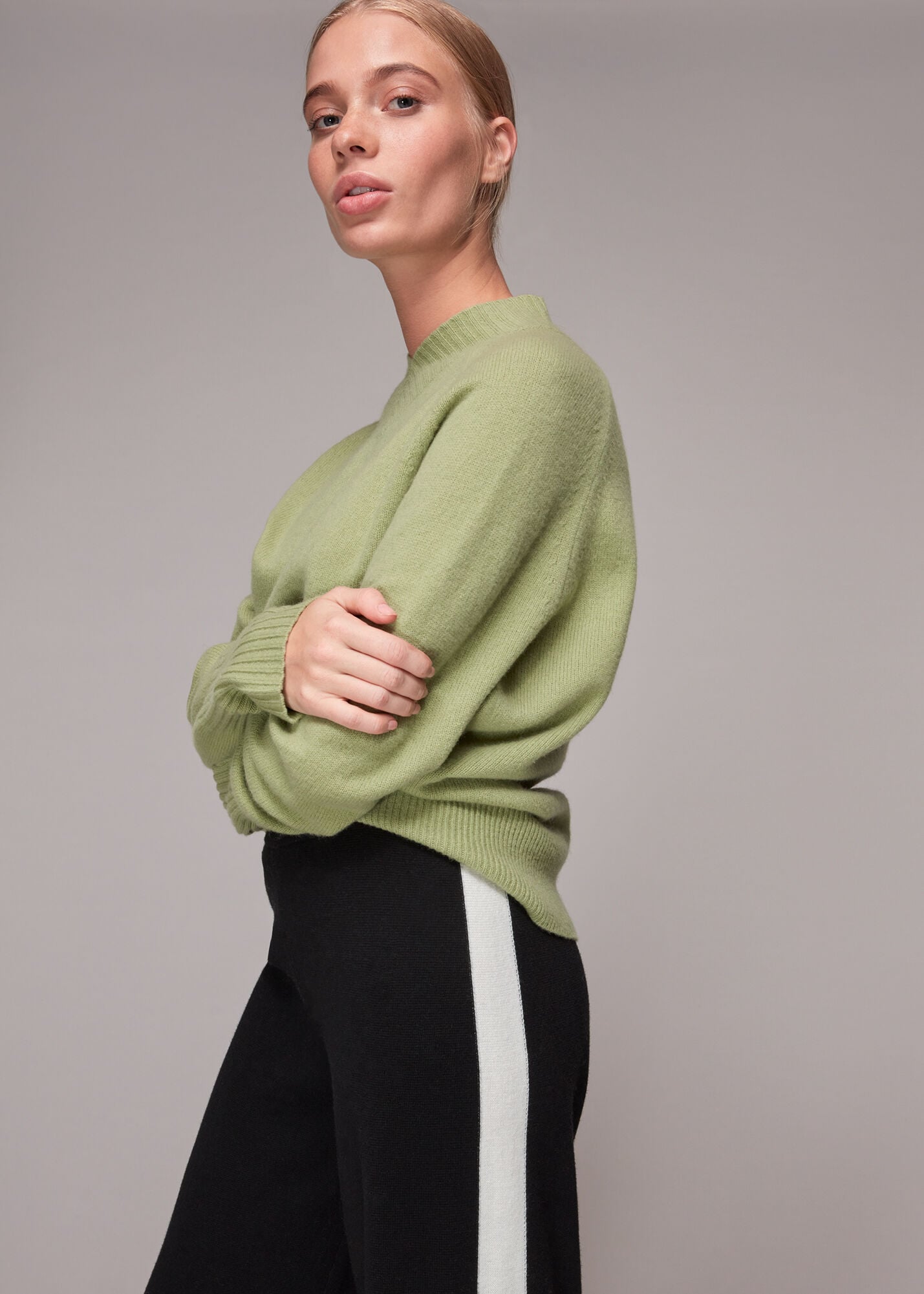 Black Knitted Side Stripe Trouser 