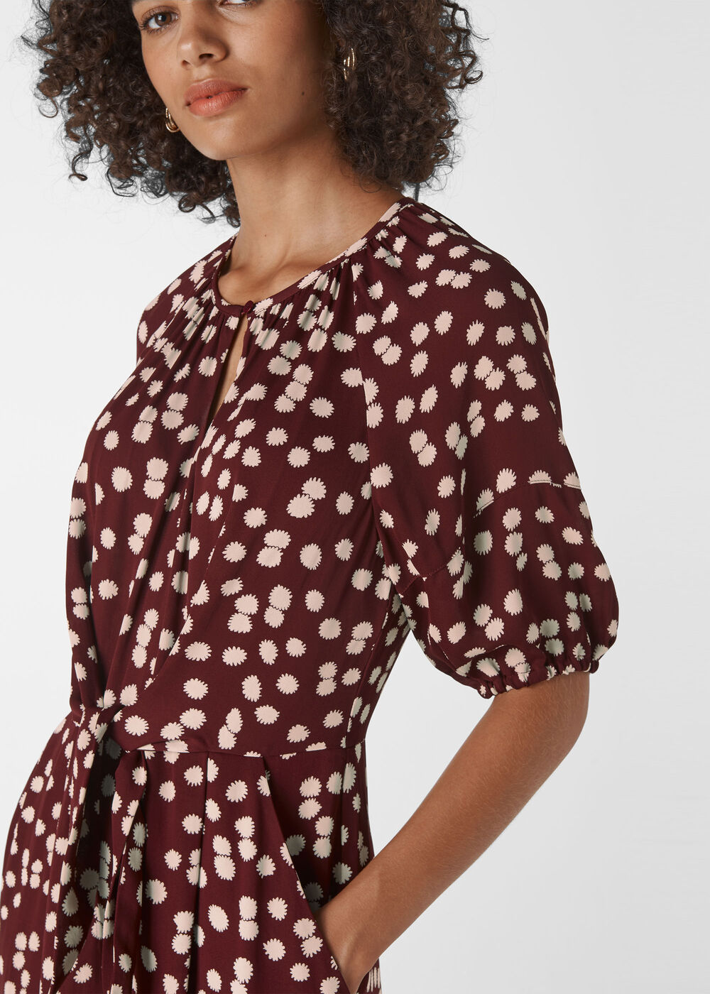 Illustrated Flower Jumpsuit Burgundy