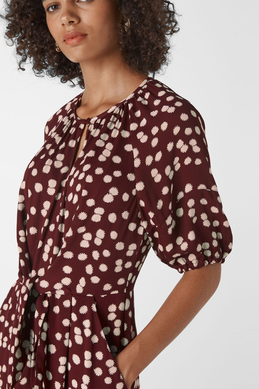 Illustrated Flower Jumpsuit Burgundy