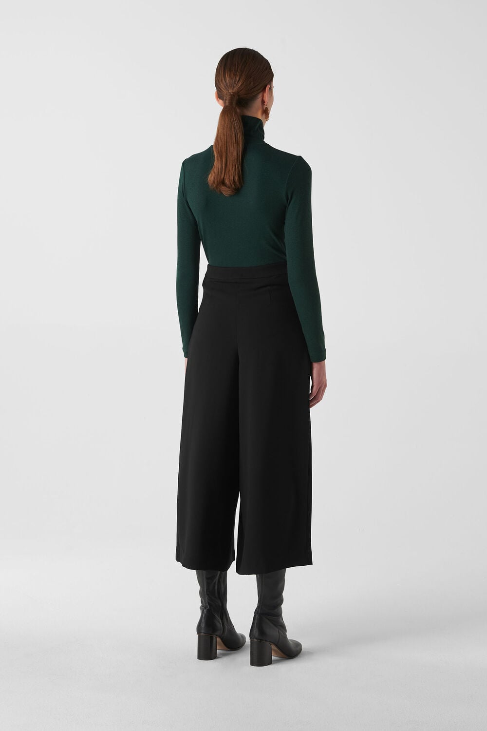 Pleat Front Wide Leg Trouser Black