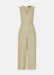 Belted Seamed Linen Jumpsuit