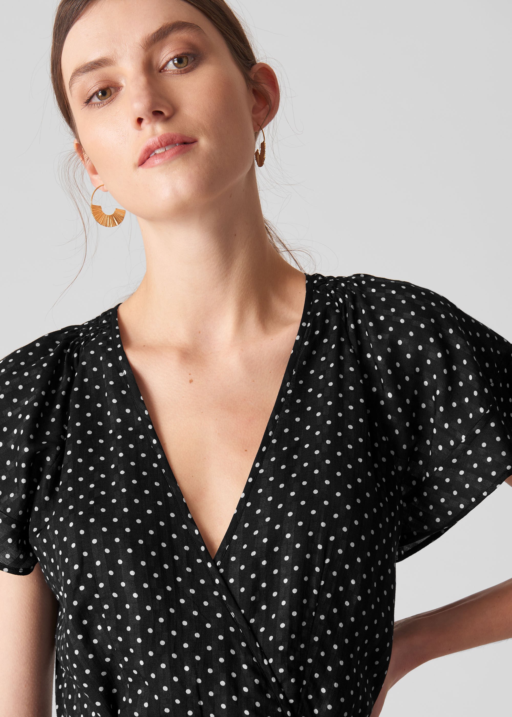 white with black dots dress