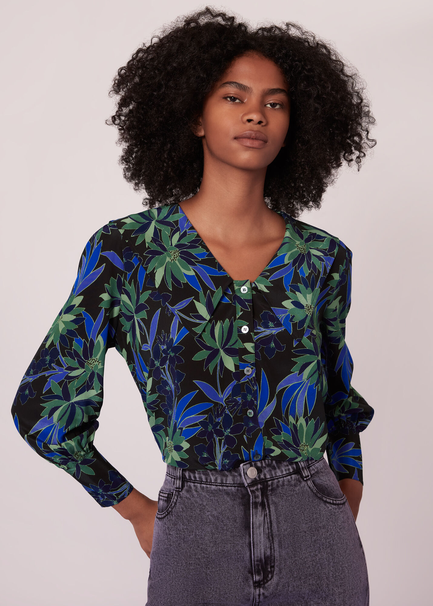 Multicolour Scaling Blossom Silk Shirt WHISTLES