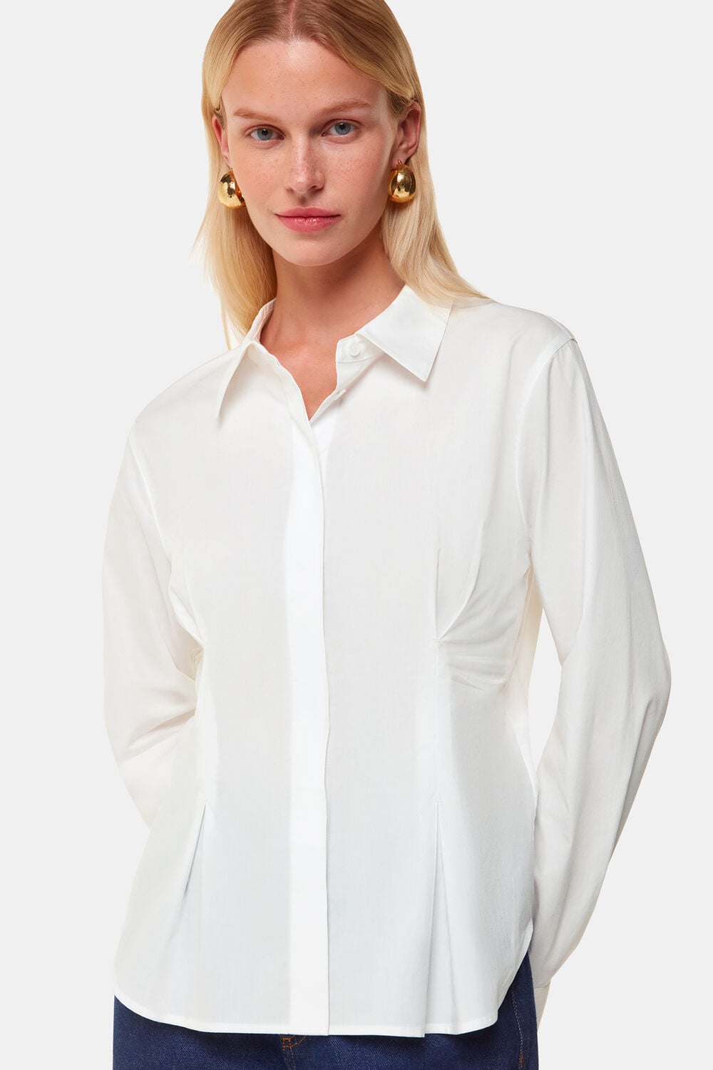 White Waisted Cotton Shirt