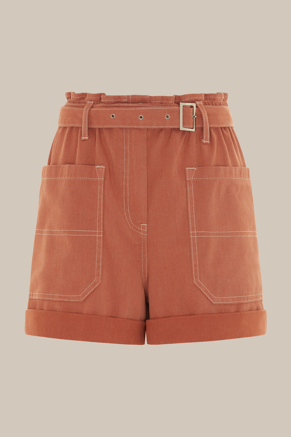 Tie Waist Cargo Pocket Short Coral/Multi
