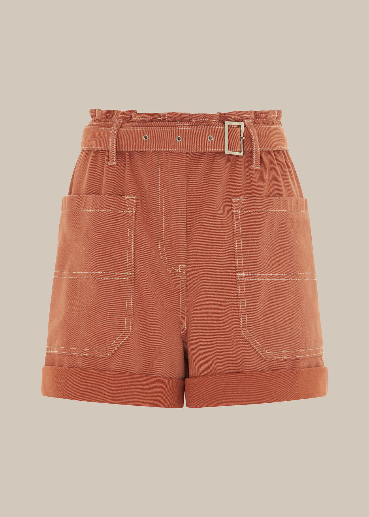 Tie Waist Cargo Pocket Short Coral/Multi