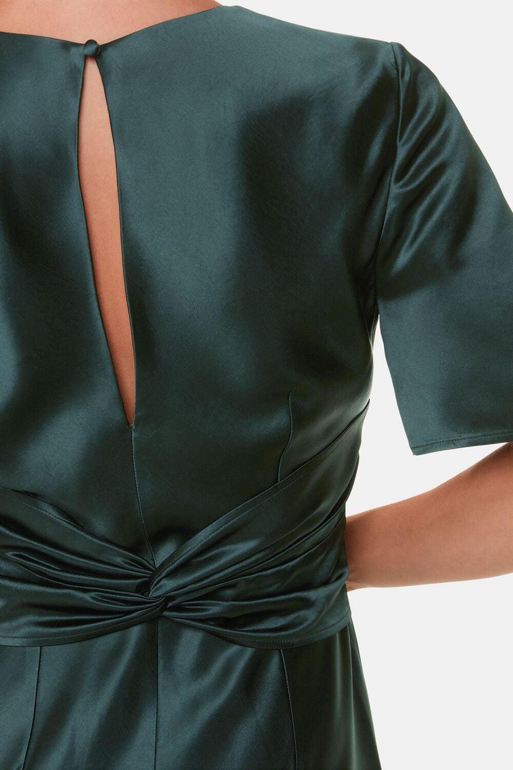 Dark Green Avery Satin Twist Dress