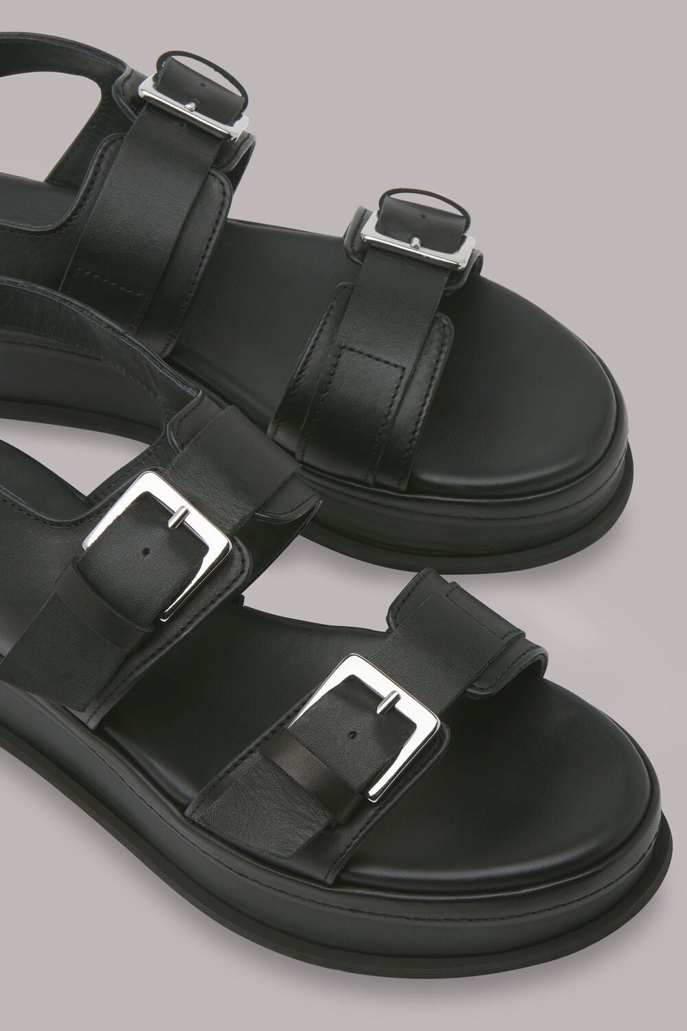 Black Marley Double Buckle Sandal