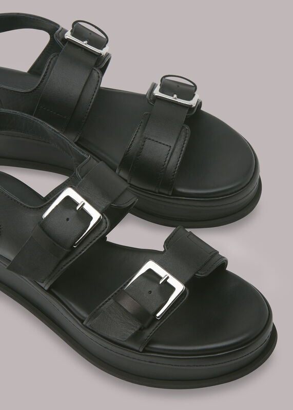 Black Marley Double Buckle Sandal