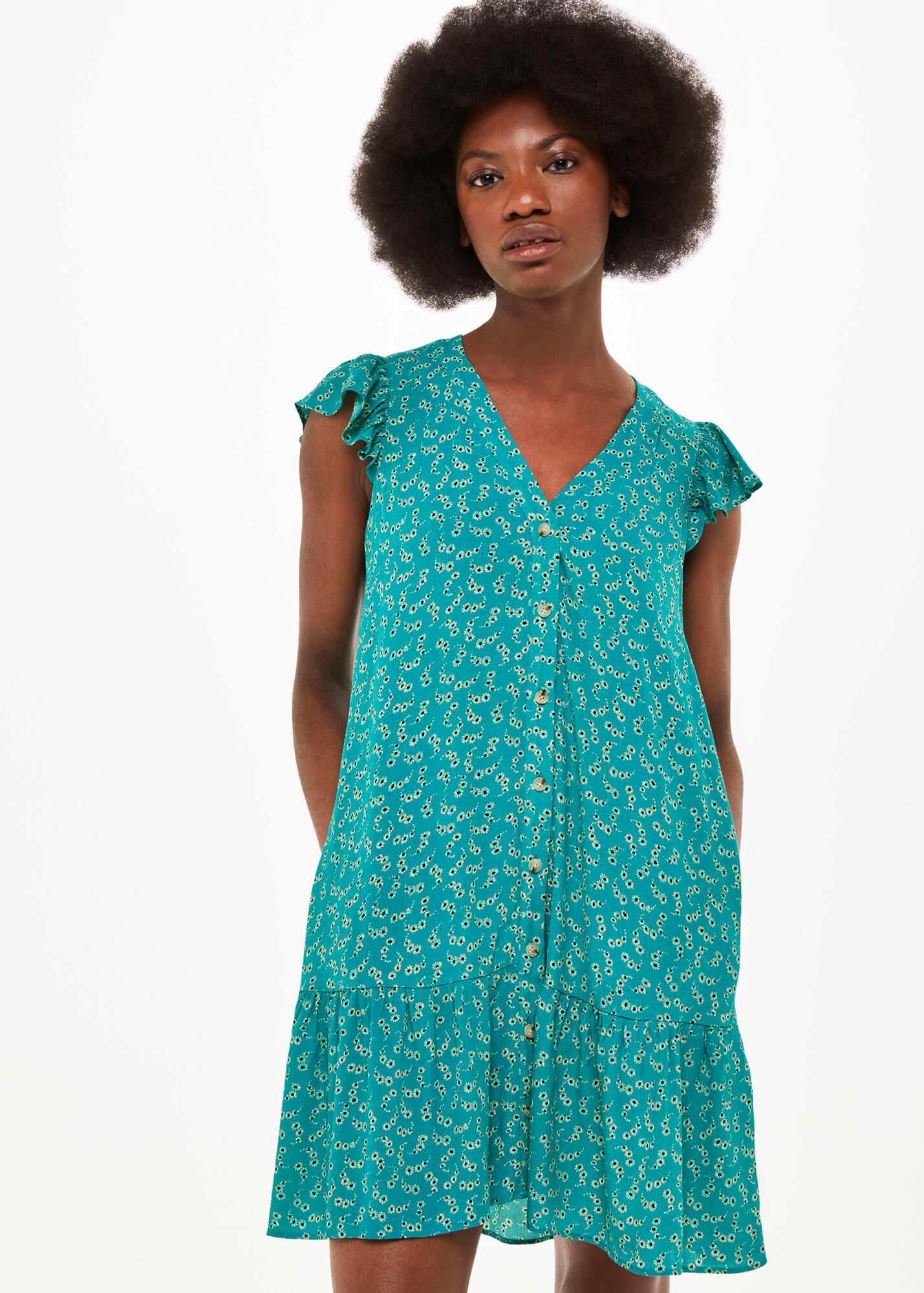 Green/Multi Floral Crescent Flippy Dress WHISTLES