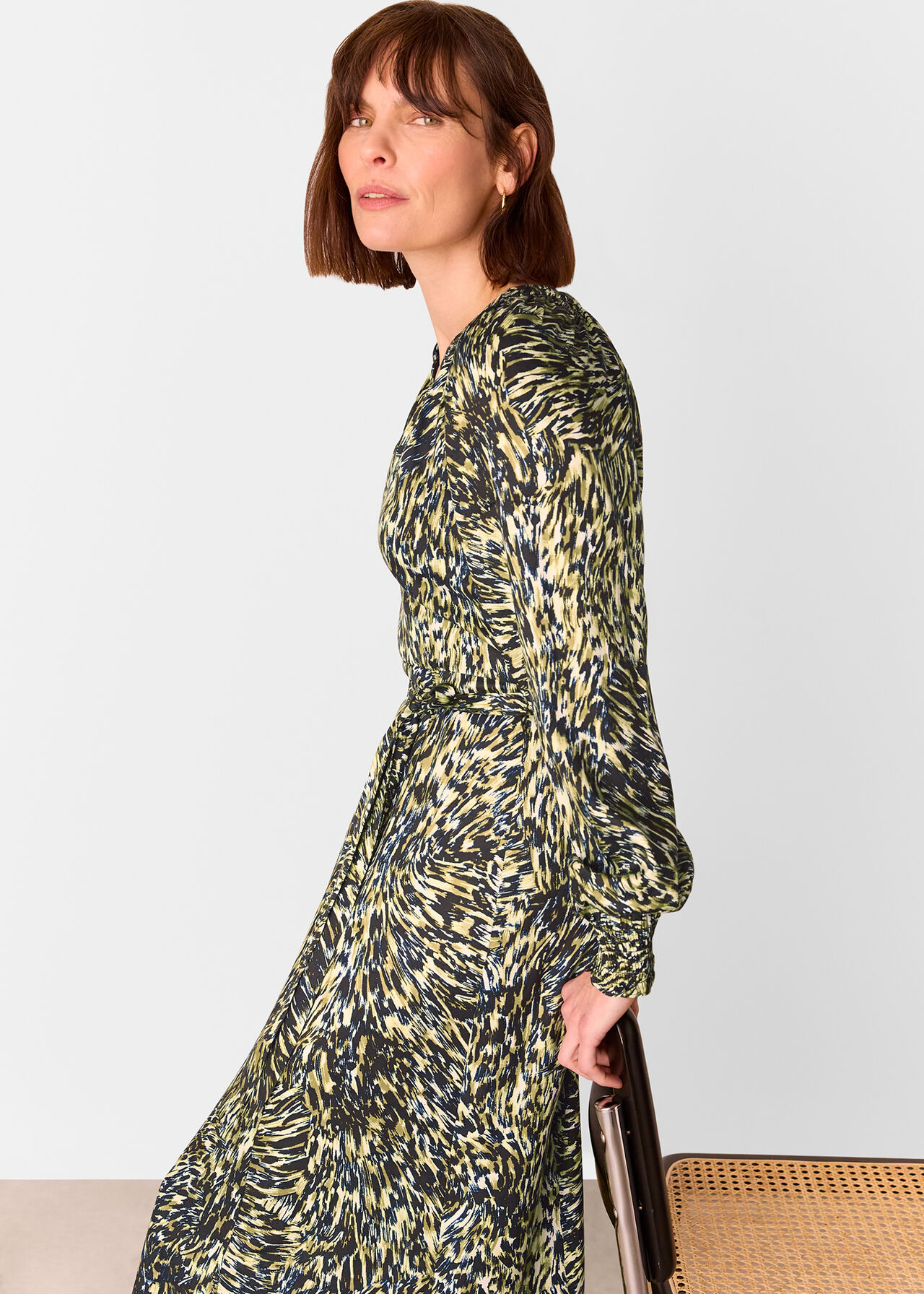 Whistles Leopard Swirl Midi Dress