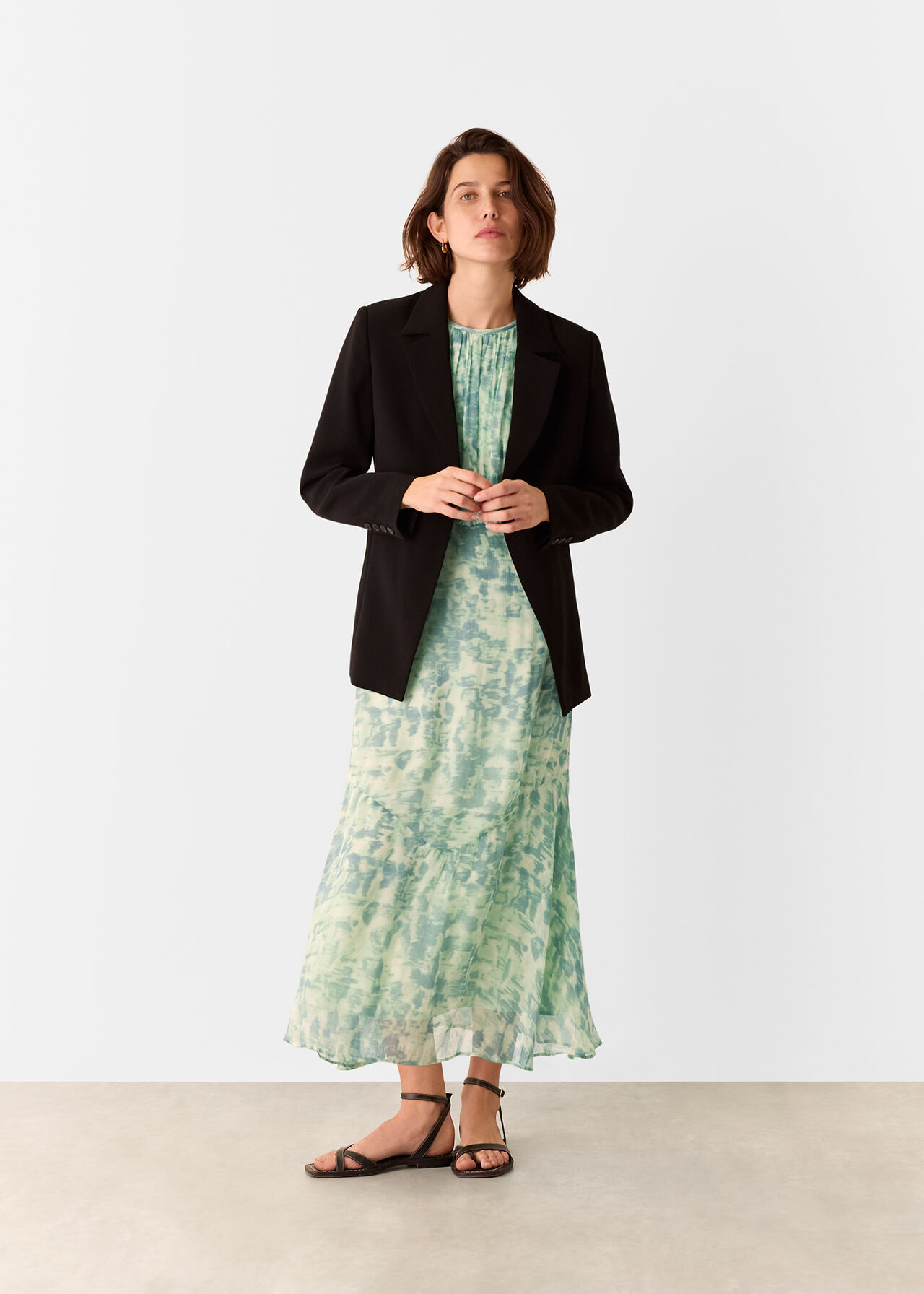 Dashed Brush Marks Midi Dress
