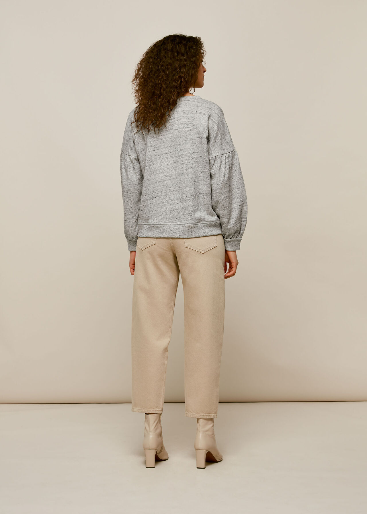 Gathered Sleeve Sweatshirt Grey