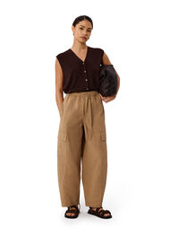 Petite Utility Cotton Barrel Trouser