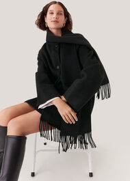 Double Face Wool Fringe Coat