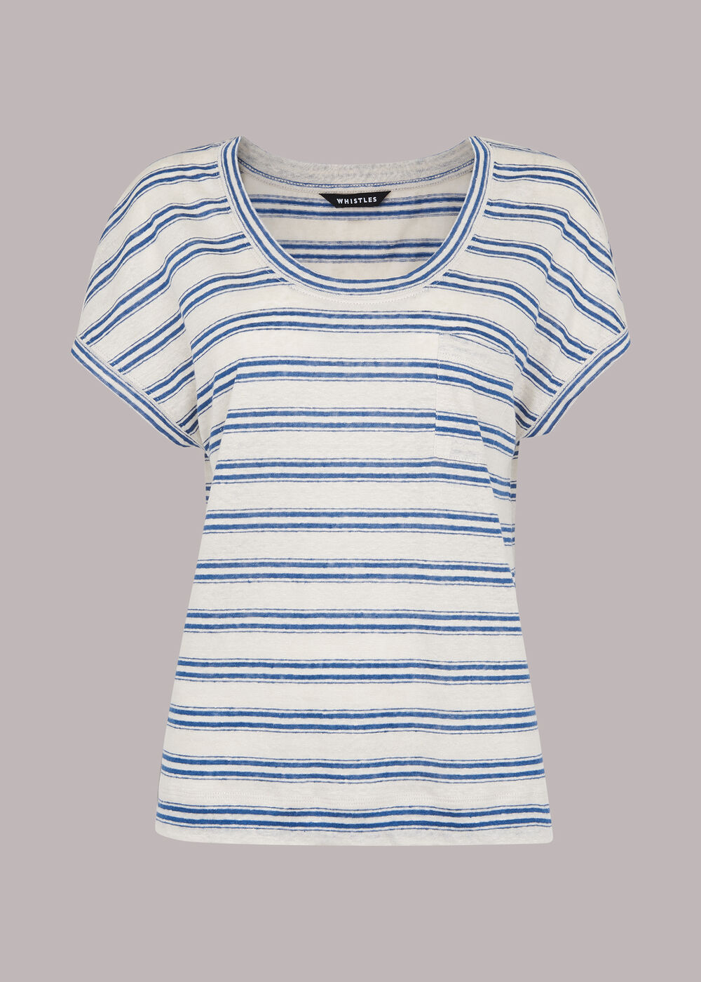Linen Stripe Scoop Neck Tee