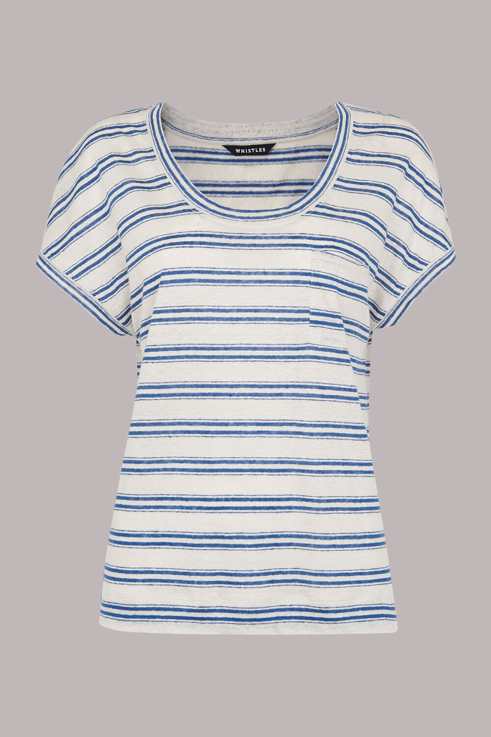 Linen Stripe Scoop Neck Tee