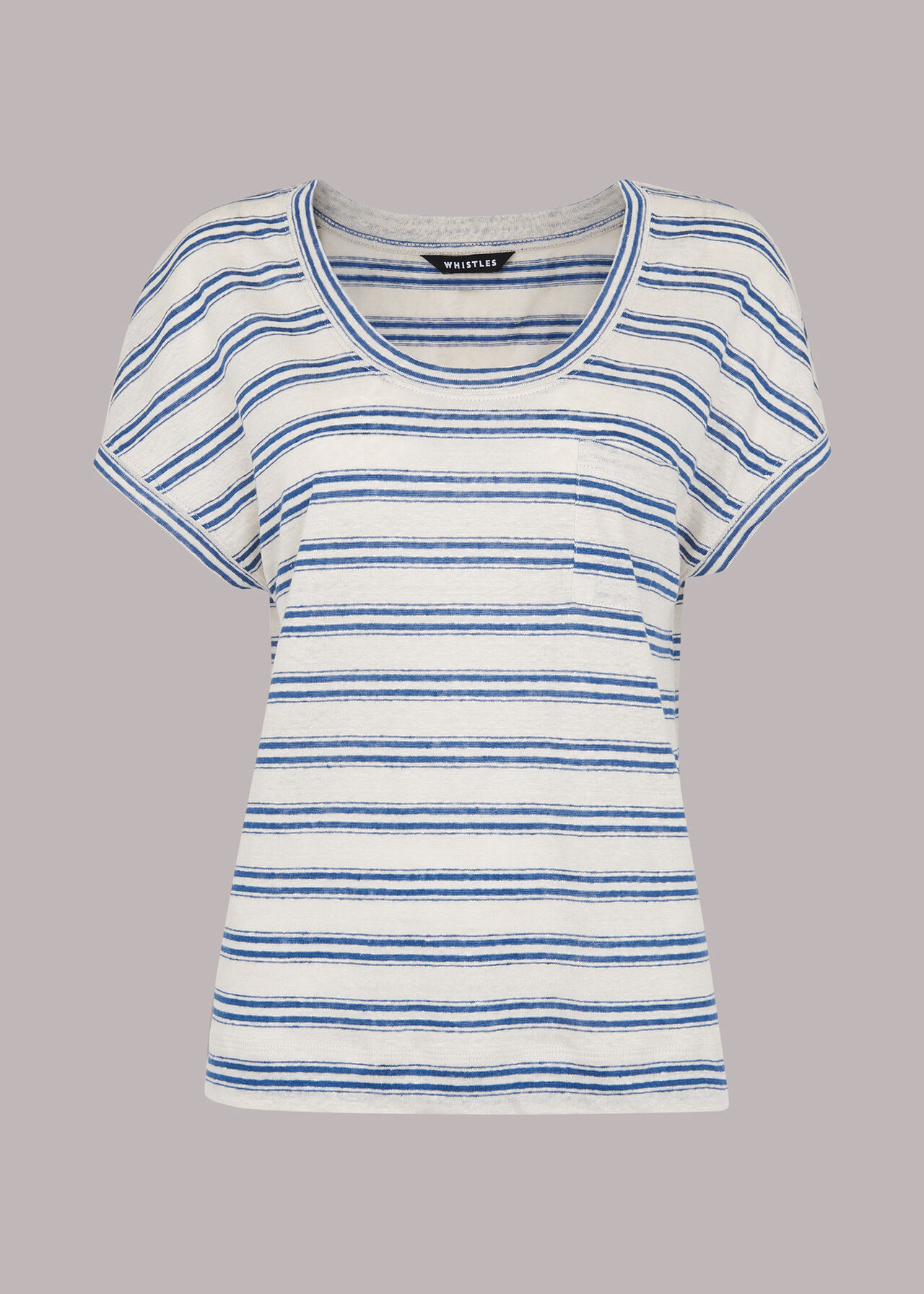 Linen Stripe Scoop Neck Tee