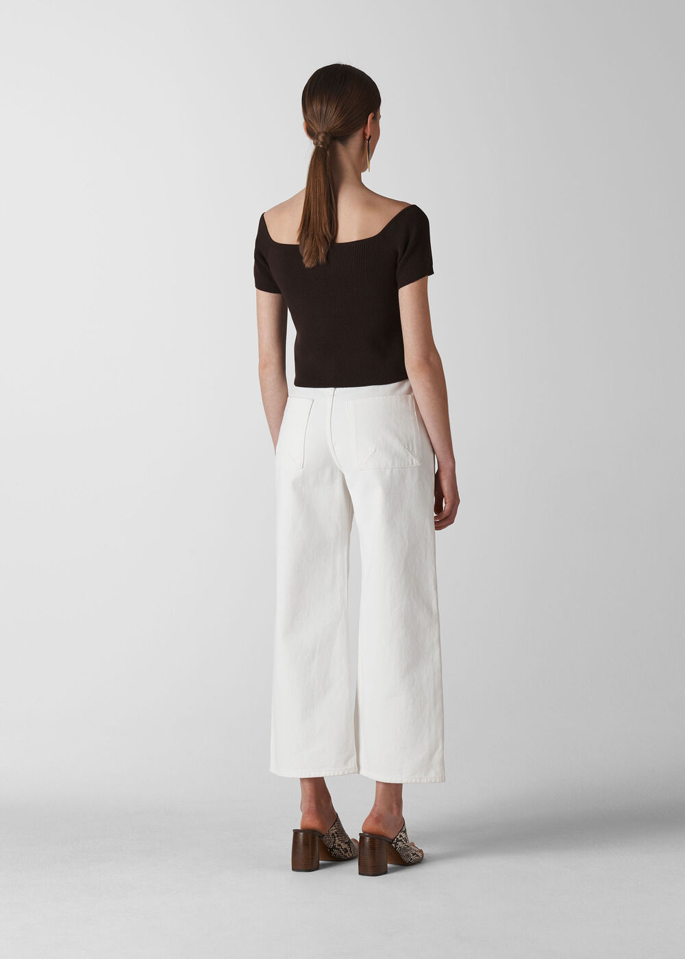 Button Front Rib Knit Brown