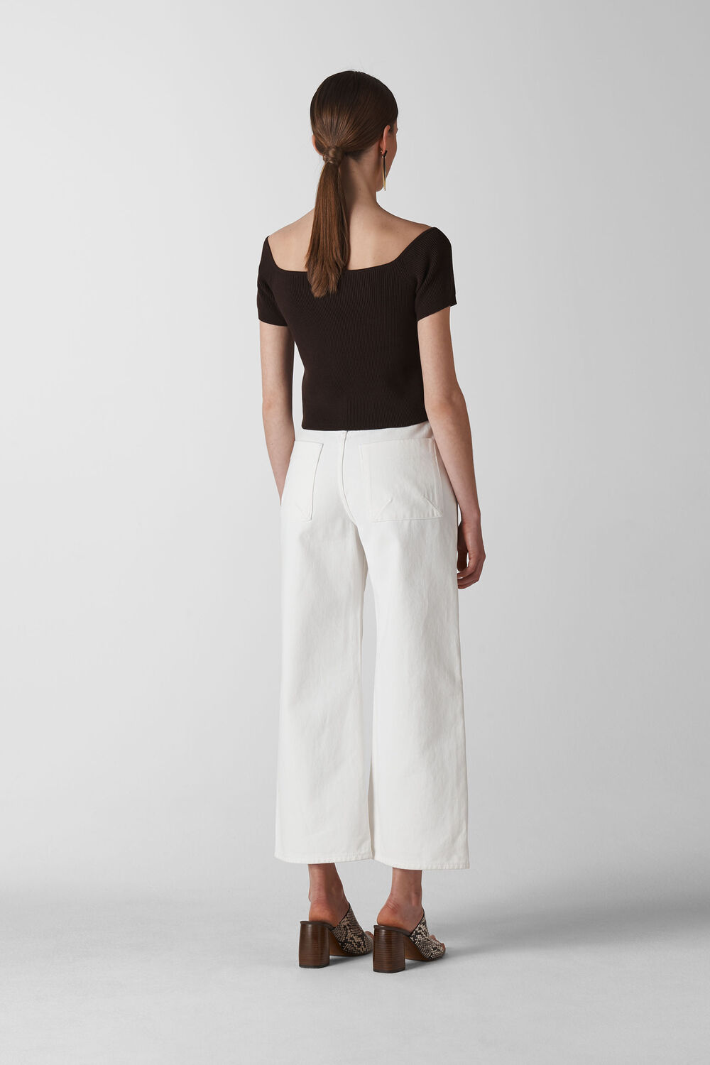 Button Front Rib Knit Brown