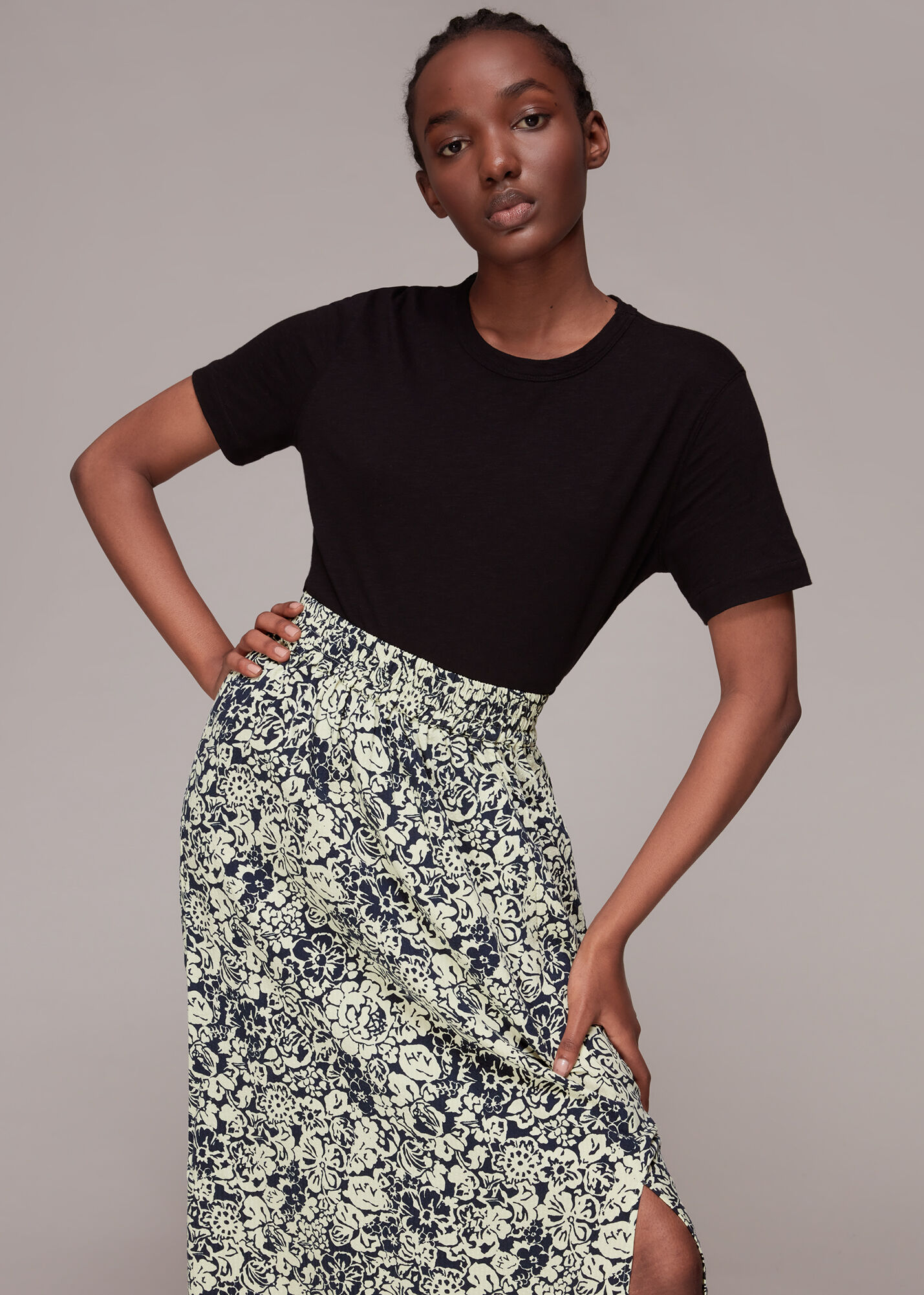 Leopard print pull on midi skirt 2025