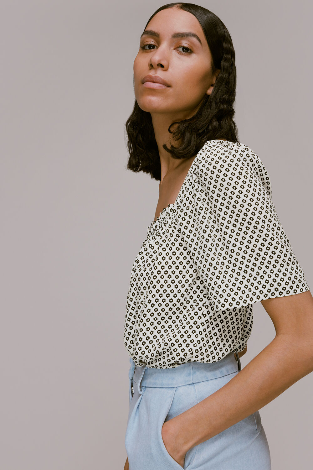 Tia Square Neck Daisy Blouse