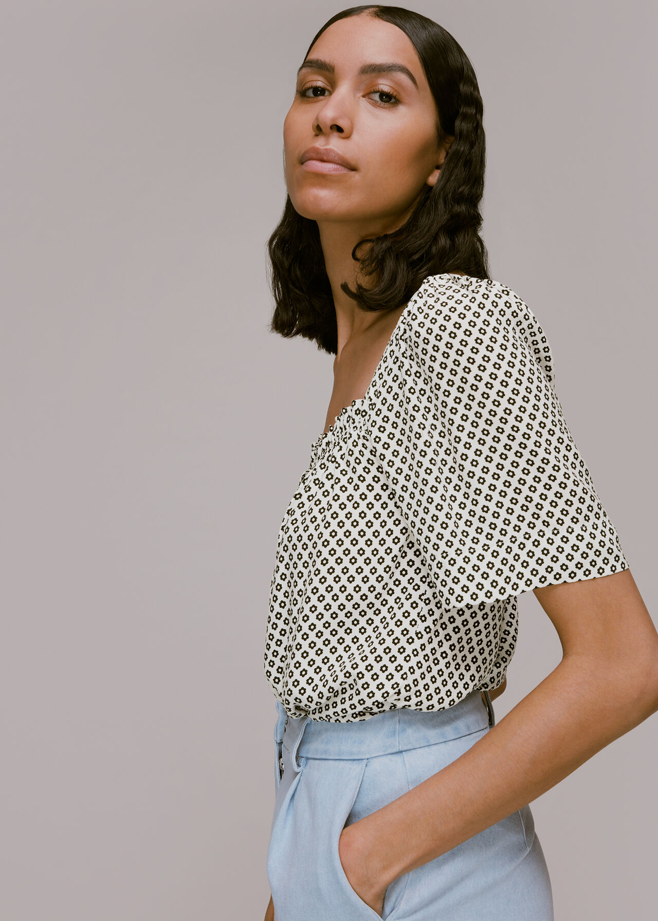 Tia Square Neck Daisy Blouse