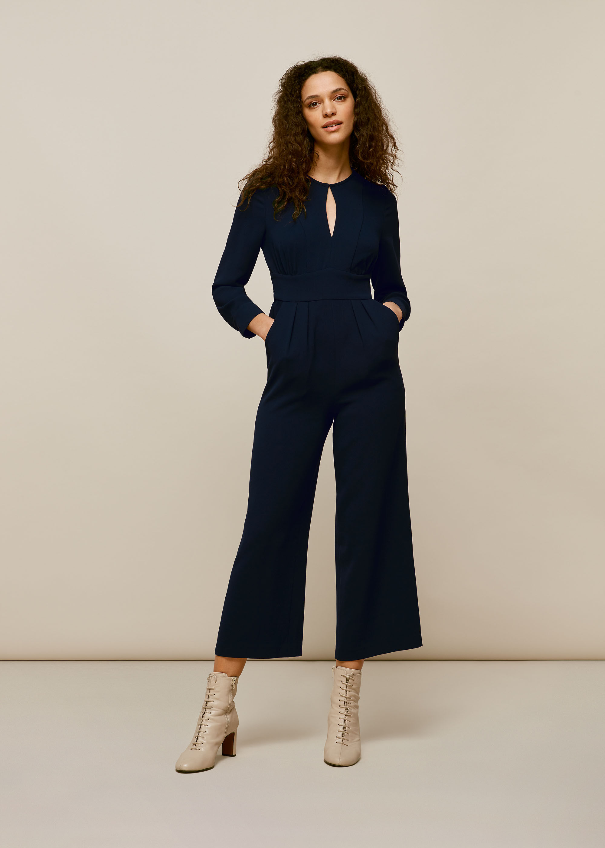 navy crepe jumpsuit