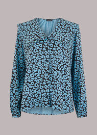Fuzzy Leopard Collar Top