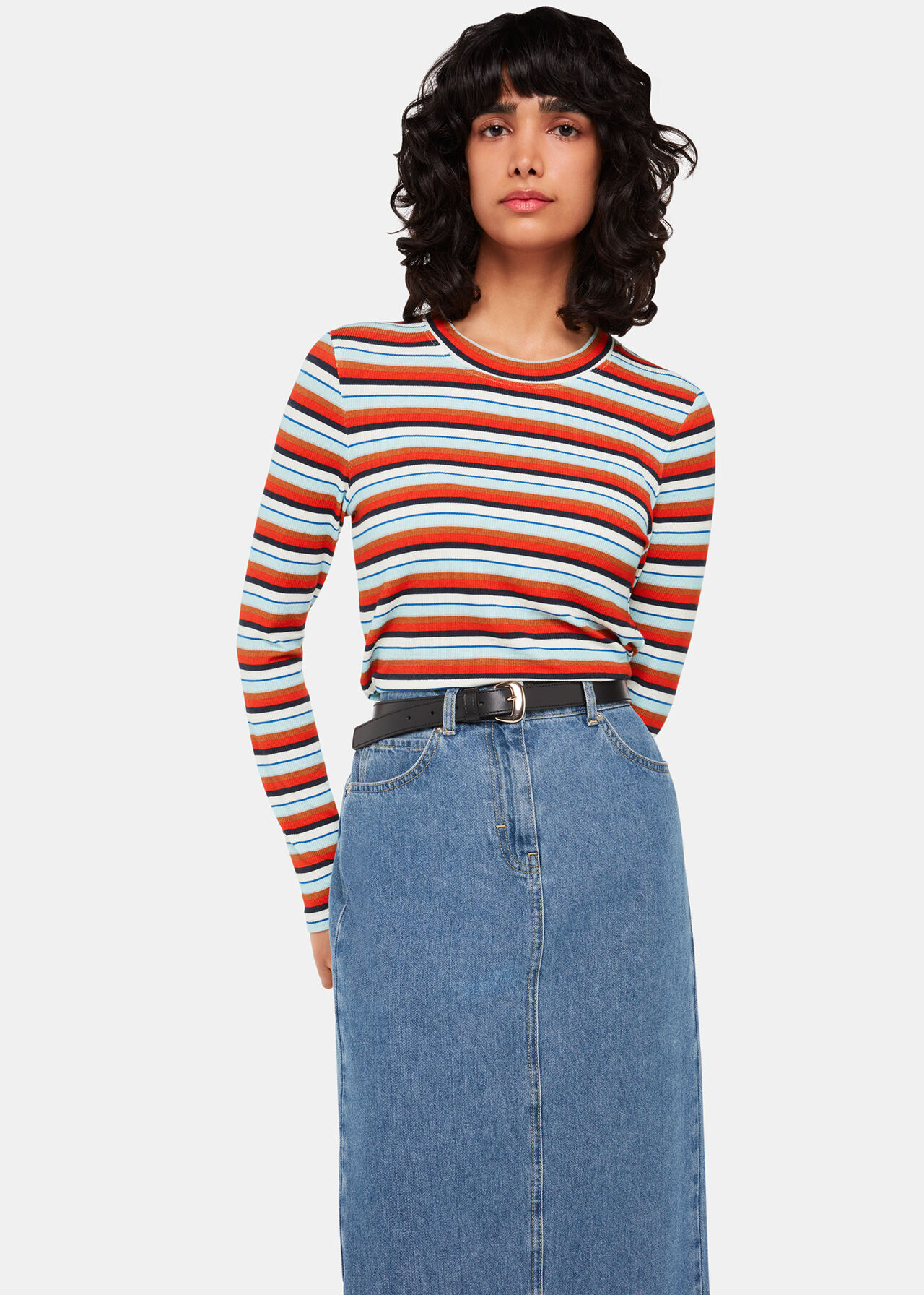 Stripe Ribbed Crew