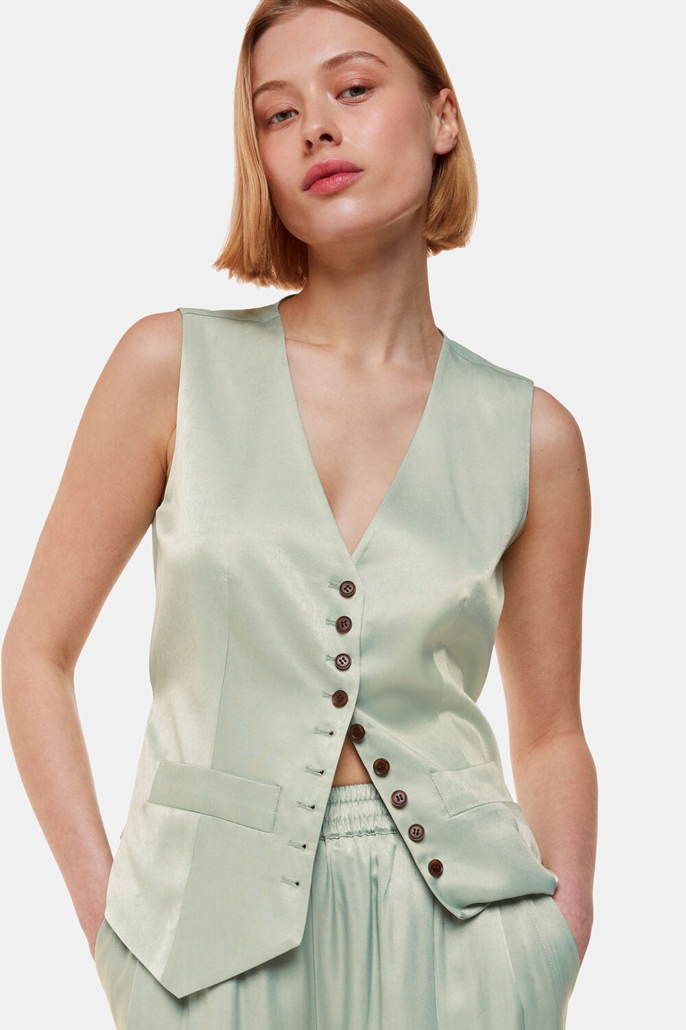 Sage Green Rita Luxe Elasticated Trouser