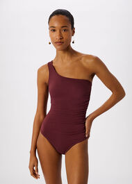 Textured One Shoulder Swimsuit